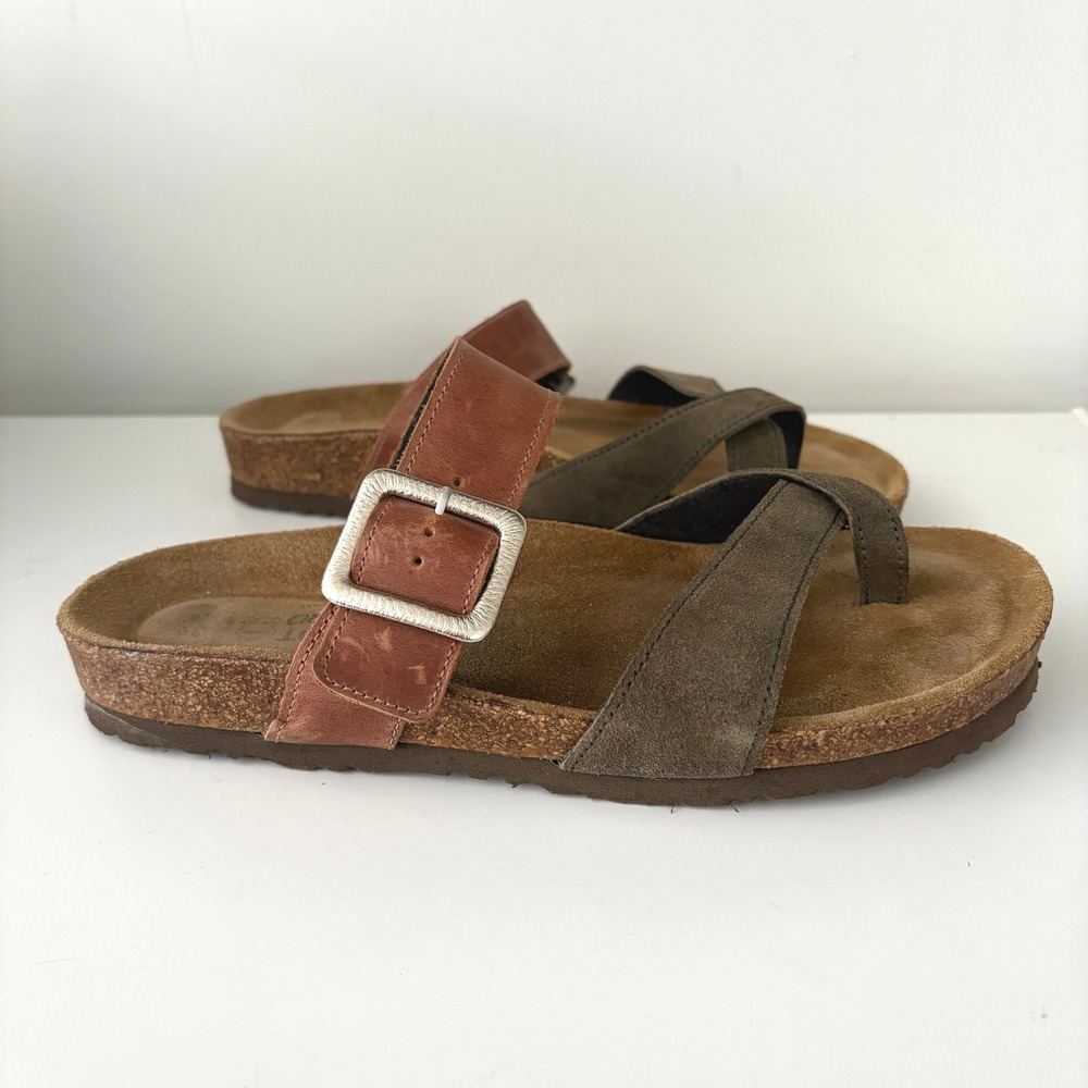 Naot Fresno Women's Leather Adjustable Buckle Toe Ring Cork Sandals‎ Size 39 - Picture 9 of 9